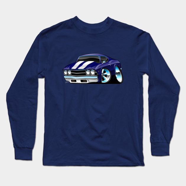 Classic American Muscle Car Cartoon Long Sleeve T-Shirt by hobrath